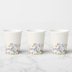 Colourful Spring Wildflower Meadow Garden Wedding Paper Cups