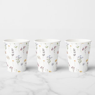 Colourful Spring Wildflower Meadow Garden Wedding Paper Cups