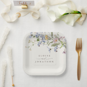 Colourful Spring Wildflower Meadow Garden Wedding Paper Plate