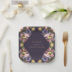 Colourful Spring Wildflower Meadow Garden Wedding Paper Plate