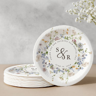 Colourful Spring Wildflower Meadow Garden Wedding Paper Plate