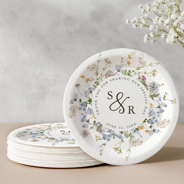 Colourful Spring Wildflower Meadow Garden Wedding Paper Plate (Colorful Spring Wildflower Meadow Garden Wedding Paper Plates)