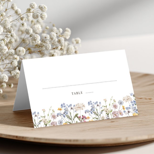 Colourful Spring Wildflower Meadow Garden Wedding  Place Card (Colorful Spring Wildflower Meadow Garden Wedding Place Card)