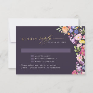 Colourful Spring Wildflower Meadow Garden Wedding  RSVP Card