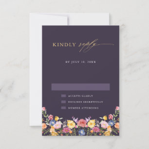 Colourful Spring Wildflower Meadow Garden Wedding  RSVP Card