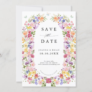 Colourful Spring Wildflower Meadow Garden Wedding Save The Date
