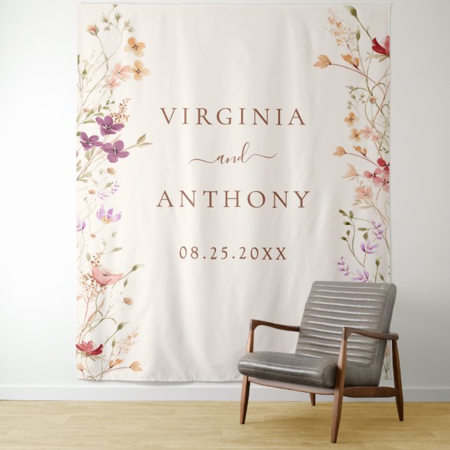 Colourful Spring Wildflower Meadow Garden Wedding  Tapestry (In Situ)