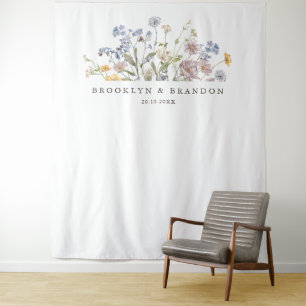 Colourful Spring Wildflower Meadow Garden Wedding  Tapestry