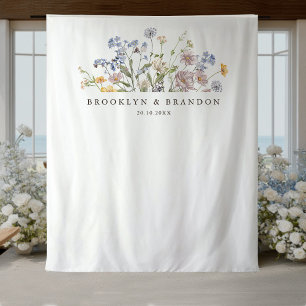 Colourful Spring Wildflower Meadow Garden Wedding Tapestry
