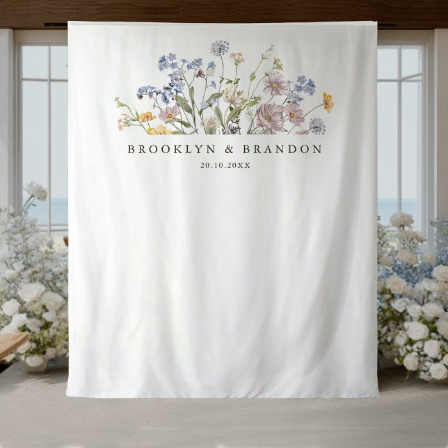 Colourful Spring Wildflower Meadow Garden Wedding  Tapestry (Creator Uploaded)