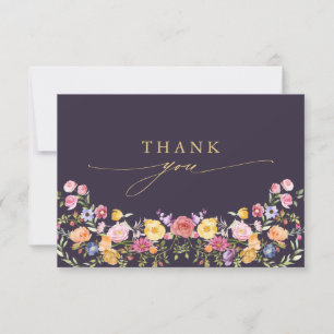 Colourful Spring Wildflower Meadow Garden Wedding  Thank You Card