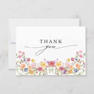 Colourful Spring Wildflower Meadow Garden Wedding Thank You Card