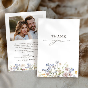 Colourful Spring Wildflower Meadow Garden Wedding Thank You Card