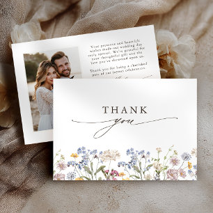 Colourful Spring Wildflower Meadow Garden Wedding Thank You Card