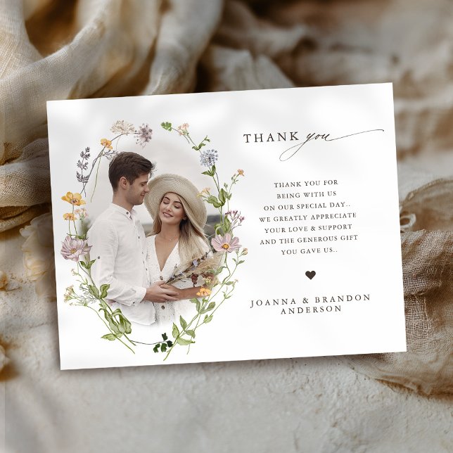 Colourful Spring Wildflower Meadow Garden Wedding  Thank You Card (Colorful Spring Wildflower Meadow Garden Wedding Thank You Card)