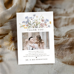 Colourful Spring Wildflower Meadow Garden Wedding  Thank You Card