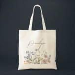 Colourful Spring Wildflower Meadow Garden Wedding  Tote Bag<br><div class="desc">Capture the beauty of nature on your special day with our exquisite wildflower watercolor bride tote bag. Elegant, unique, and blooming with love. Use the text fields to personalise your design with your own wording and details. If you want to change the font style, colour or text placement, simply click...</div>