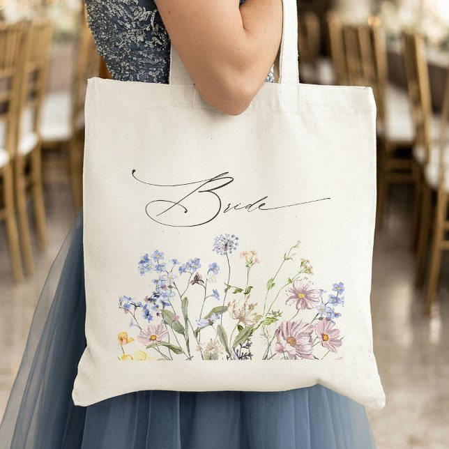 Colourful Spring Wildflower Meadow Garden Wedding  Tote Bag (Colorful Spring Wildflower Meadow Garden Wedding Bride Tote Bag)