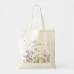 Colourful Spring Wildflower Meadow Garden Wedding  Tote Bag<br><div class="desc">Capture the beauty of nature on your special day with our exquisite wildflower watercolor bride tote bag. Elegant, unique, and blooming with love. Use the text fields to personalise your design with your own wording and details. If you want to change the font style, colour or text placement, simply click...</div>