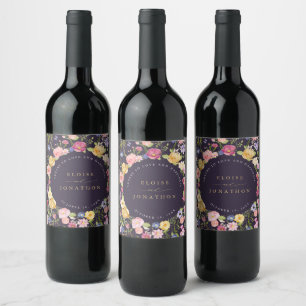  Colourful Spring Wildflower Meadow Garden Wedding Wine Label