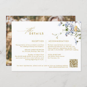 Colourful Spring Wildflower Meadow Gold Wedding  Enclosure Card