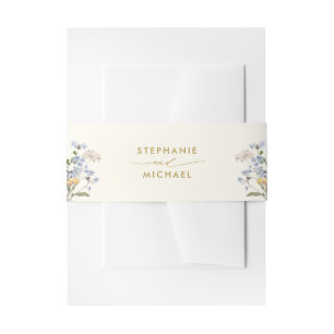 Colourful Spring Wildflower Meadow Gold Wedding  Invitation Belly Band