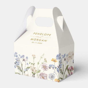 Colourful Spring Wildflower Meadow Golden Wedding Favour Box