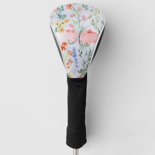Colourful Spring Wildflower Meadow Monogram   Golf Head Cover