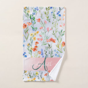 Colourful Spring Wildflower Meadow Monogram    Not Bath Towel Set