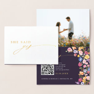 Colourful Spring Wildflower Meadow Save the Date Foil Card