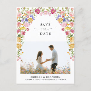Colourful Spring Wildflower Meadow  Save the Date Postcard