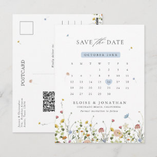 Colourful Spring Wildflower Meadow  Save the Date Postcard