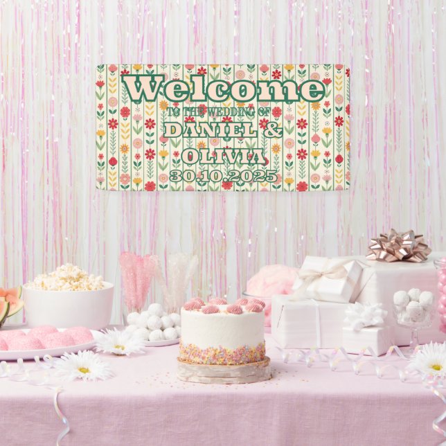 Colourful Spring Wildflower Meadow Seating Charts Banner (Party)