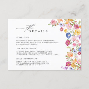 Colourful Spring Wildflower Meadow  Wedding Detail Enclosure Card
