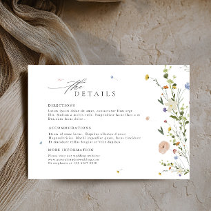 Colourful Spring Wildflower Meadow Wedding Detail Enclosure Card