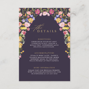 Colourful Spring Wildflower Meadow  Wedding Detail Enclosure Card