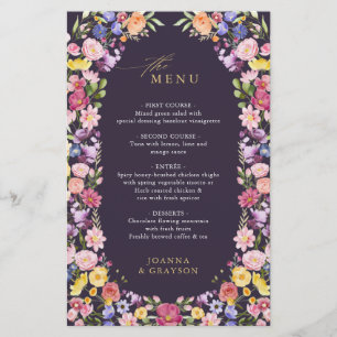 Colourful Spring Wildflower Meadow  Wedding Menu