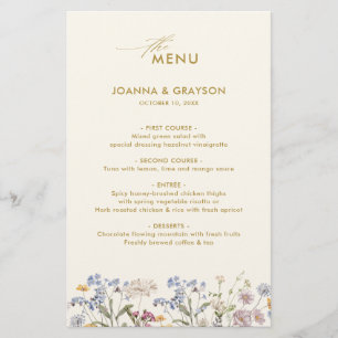 Colourful Spring Wildflower Meadow Wedding Menu