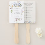 Colourful Spring Wildflower Meadow wedding Timelin Hand Fan<br><div class="desc">Capture the beauty of nature on your special day with our exquisite wildflower watercolor wedding timeline. Elegant, unique, and blooming with love. Use the text fields to personalise your design with your own wording and details. If you want to change the font style, colour or text placement, simply click the...</div>