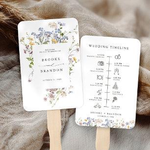 Colourful Spring Wildflower Meadow wedding Timelin Hand Fan