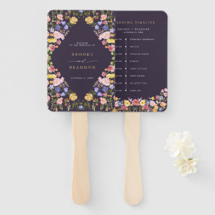 Colourful Spring Wildflower Meadow wedding Timelin Hand Fan