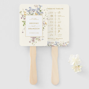 Colourful Spring Wildflower Meadow wedding Timelin Hand Fan