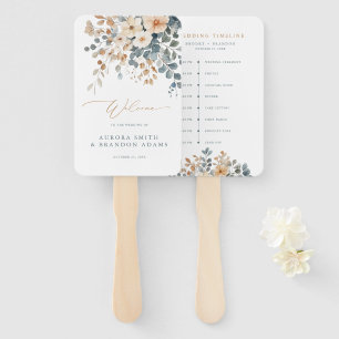 Colourful Spring Wildflower Meadow wedding Timelin Hand Fan