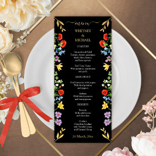 Colourful Spring Wildflower Rustic Floral Wedding Menu