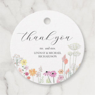 Colourful Spring Wildflower wedding Favour Tags