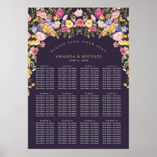 Colourful Spring Wildflower   Wedding Seating Char Poster