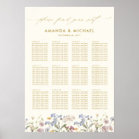 Colourful Spring Wildflower  Wedding Seating Chart