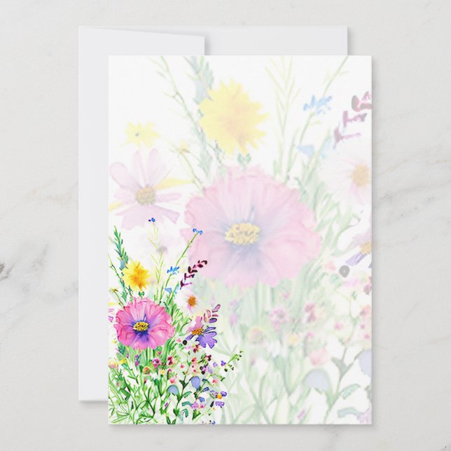 Colourful spring wildflowers blank Wedding Invitation (Front)
