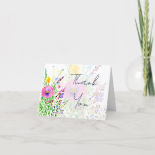 Colourful spring wildflowers custom Wedding Thank You Card