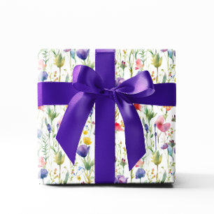 Colourful Spring wildflowers Pattern Wrapping Paper